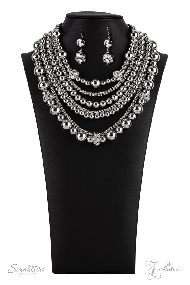 Paparazzi LOCK and Roll Black Necklace & Earring Set