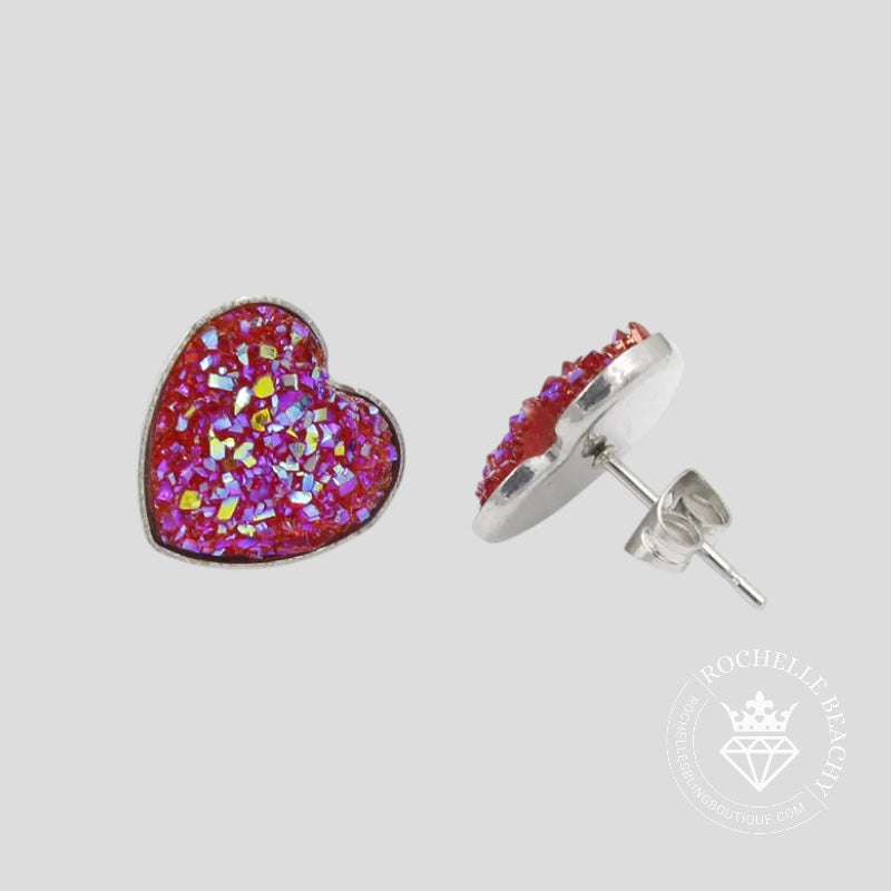 Sparkling Love - Dark Pink Earrings