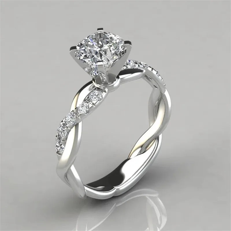 Sparkling Elegance - Silver Ring (Size 6)