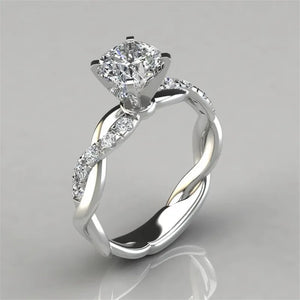 Sparkling Elegance - Silver Ring (Size 6)