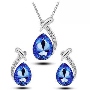 Midnight Elegance - Blue Necklace & Earrings Set