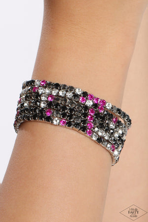 Paparazzi - Rock Candy Range - Pink, Black and White Bracelet