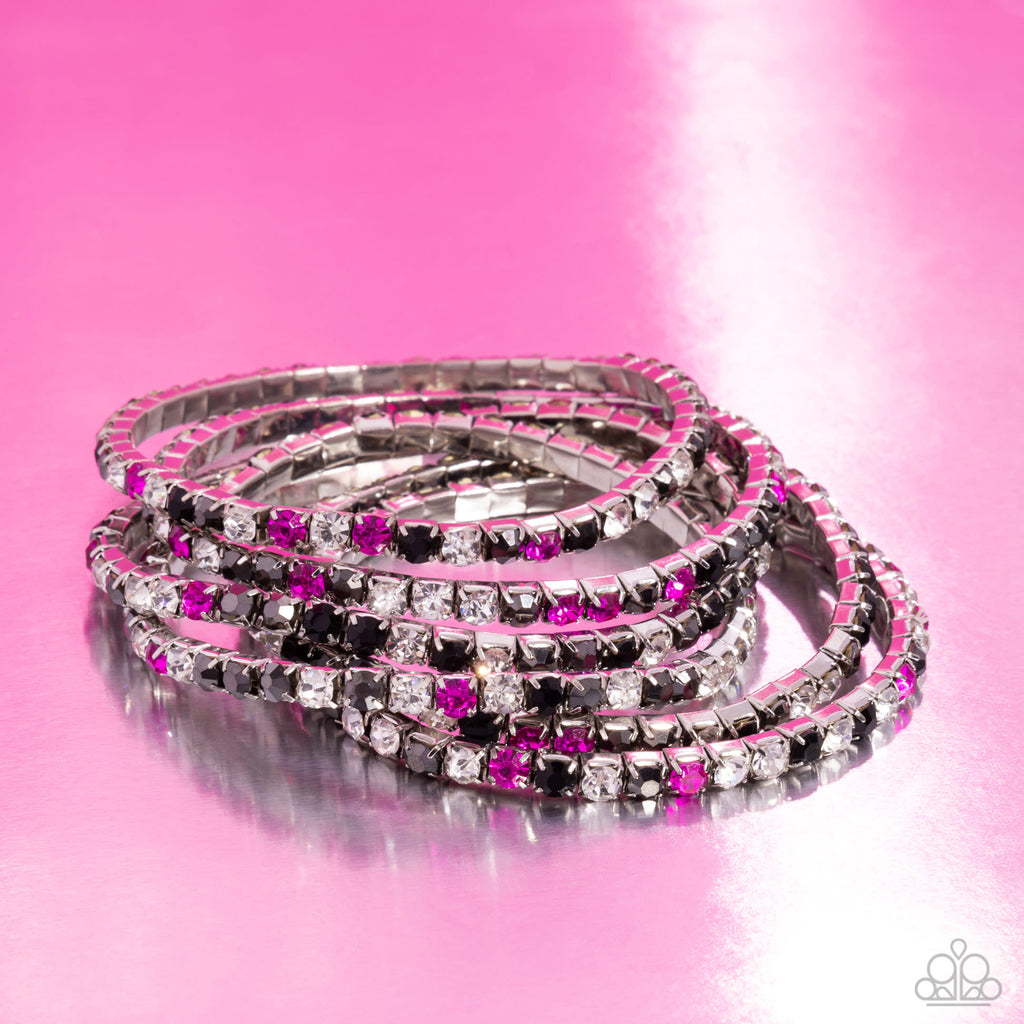 Paparazzi - Rock Candy Range - Pink, Black and White Bracelet