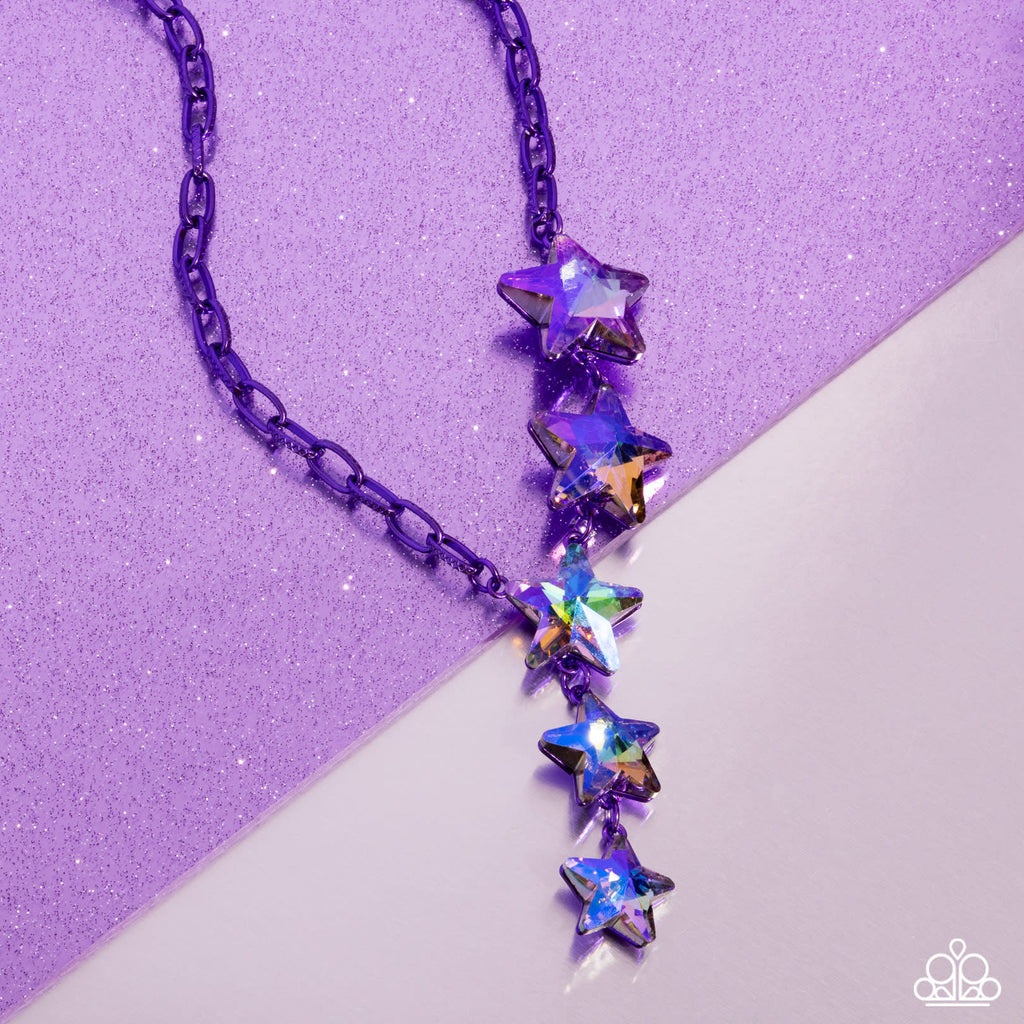 Paparazzi - Star-Crossed Sparkle - Purple Iridescent Necklace