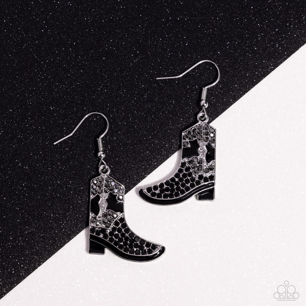 Paparazzi - Boot Scootin Bling - Black Earrings + 2 Mystery Items