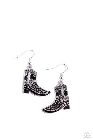 Paparazzi - Boot Scootin Bling - Black Earrings + 2 Mystery Items