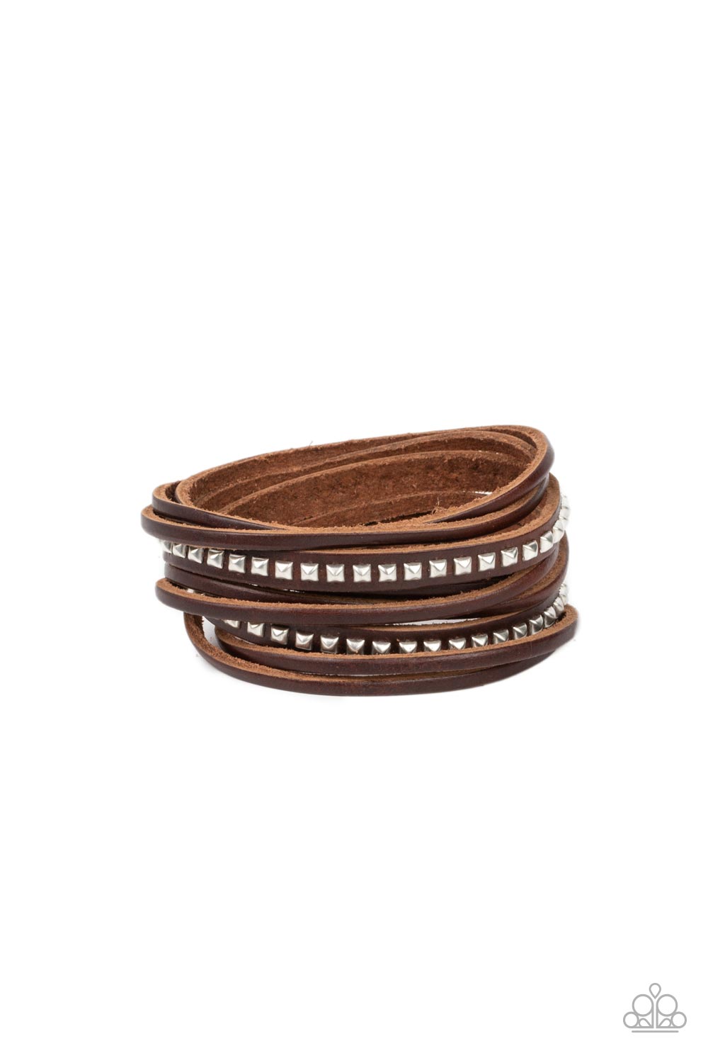 Paparazzi - Studded Sensation - Brown Bracelet