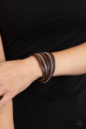 Paparazzi - Studded Sensation - Brown Bracelet