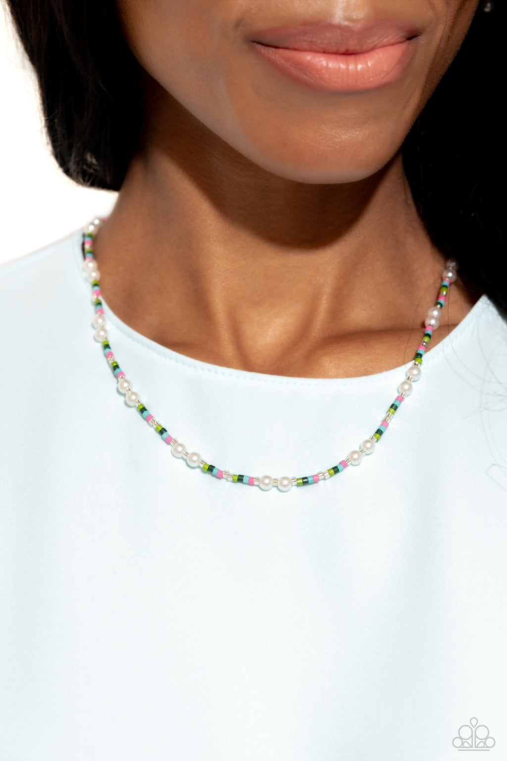 Paparazzi - Colorblock Charm - Green Necklace
