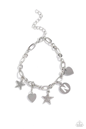 Paparazzi - Legacy Letters - White - N Bracelet