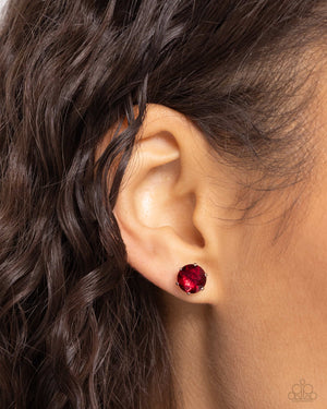 Paparazzi - Breathtaking Birthstone - Red Earrings