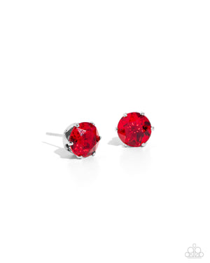 Paparazzi - Breathtaking Birthstone - Red Earrings