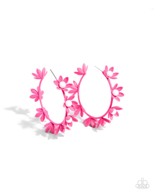 Paparazzi - Flower Vine - Pink Hoop Earrings