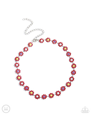 Paparazzi - Floral Falsetto - Red Necklace