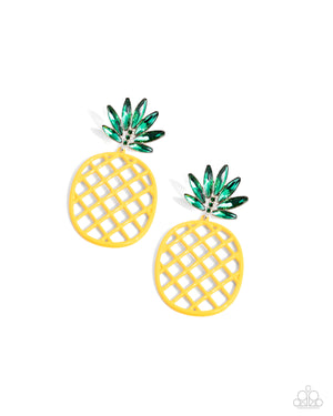 Paparazzi - Pineapple Passion - Yellow Earrings