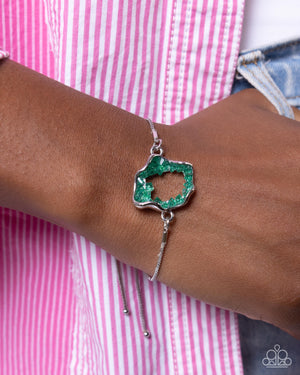 Paparazzi Accessories - Geode Greeting - Green Bracelet