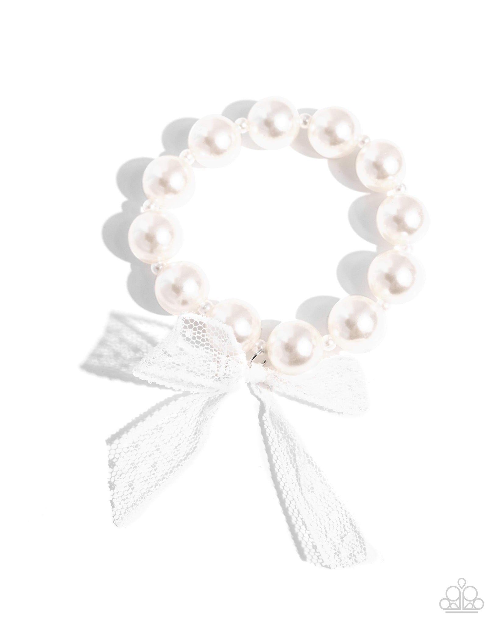 Paparazzi - Girly Glam - White Bracelet