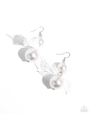 Paparazzi - Elegance Ease - White Earrings