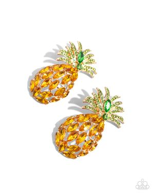 Paparazzi - Pineapple Pizzazz - Yellow Earrings