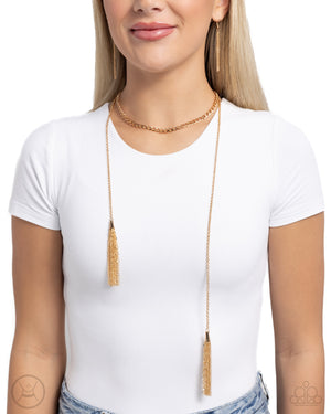 Paparazzi = Tassel Theme - Gold Choker Necklace