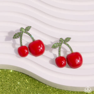 Paparazzi - Charming Cherries - Red Earrings