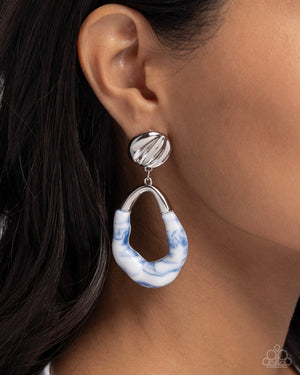 Paparazzi - High-Sheen Swirls - Blue Earrings