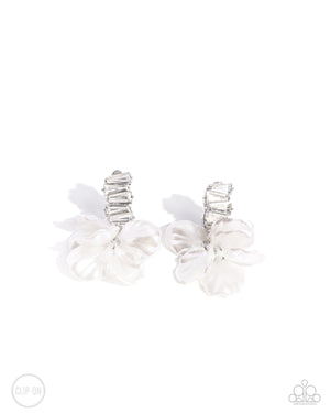 Paparazzi - Stacked Sprigs - White Clip-on Earrings