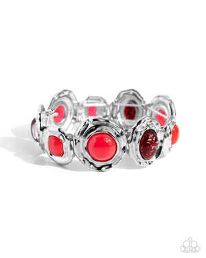 Paparazzi - Hammered High - Red Bracelet