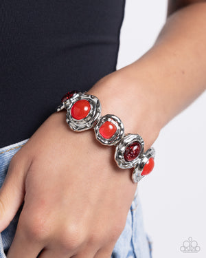 Paparazzi - Hammered High - Red Bracelet