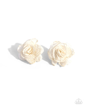 Paparazzi- Tulle Twist - White Earrings