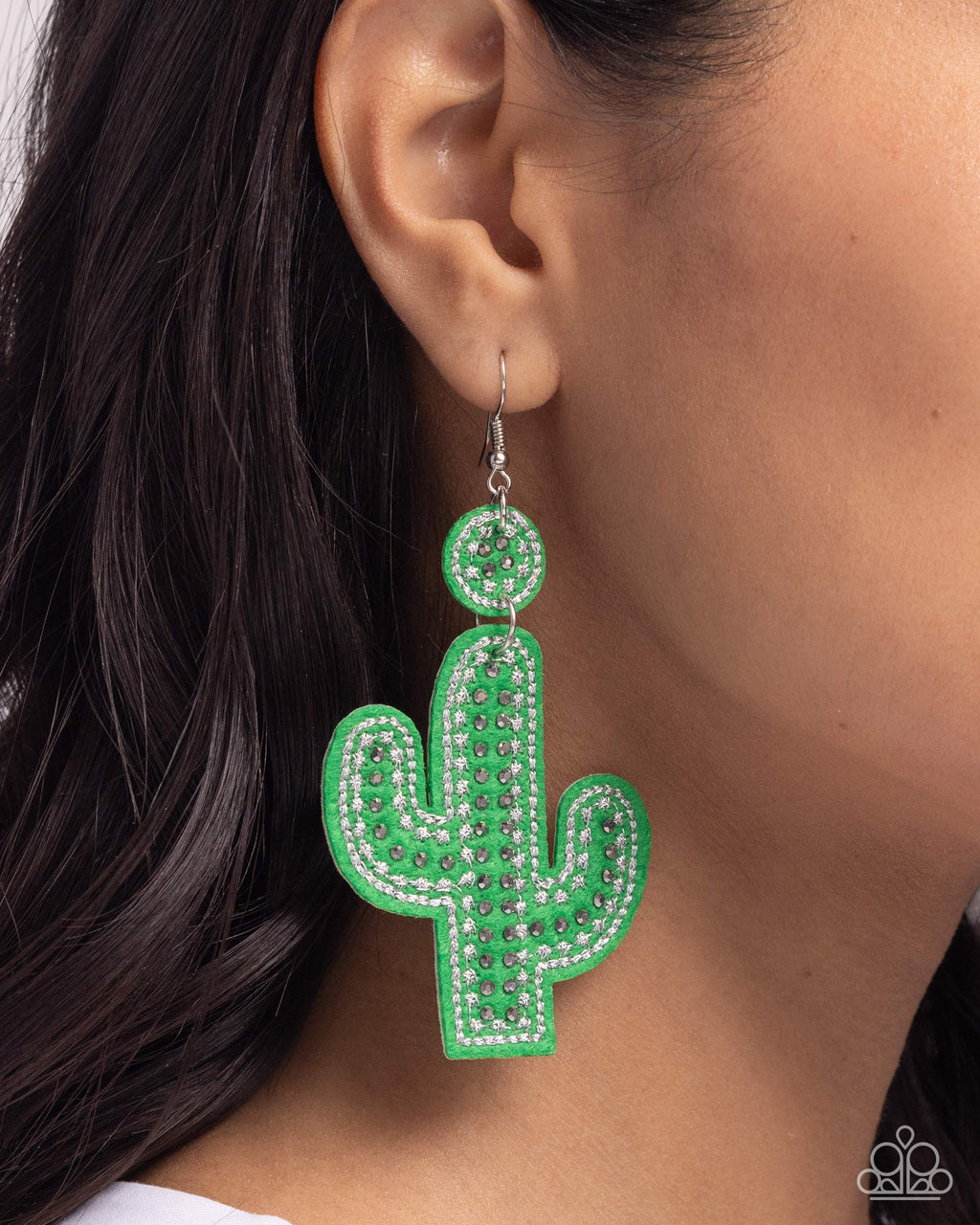 Paparazzi - Cactus Cameo - Green Earrings