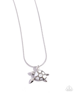 Paparazzi - Sea Turtle Statement - White Necklace