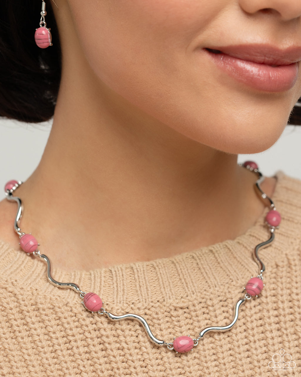 Paparazzi - Striped Season - Pink Necklace