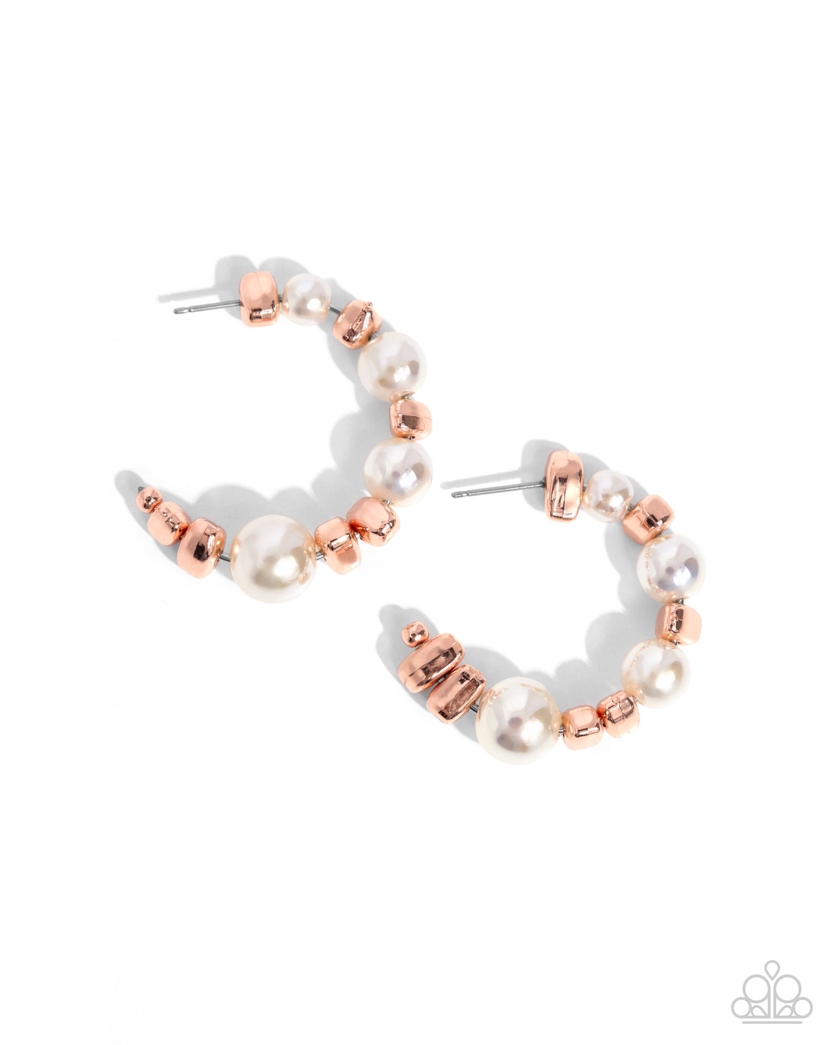 Paparazzi - Playful Pearls - Copper Earrings