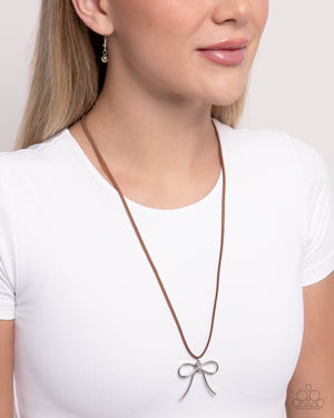 Paparazzi - Bolo Bow - Brown Necklace