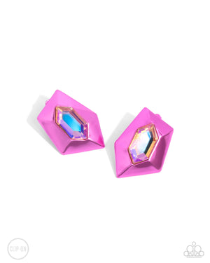 Paparazzi - Dauntless Detail - Pink Earrings