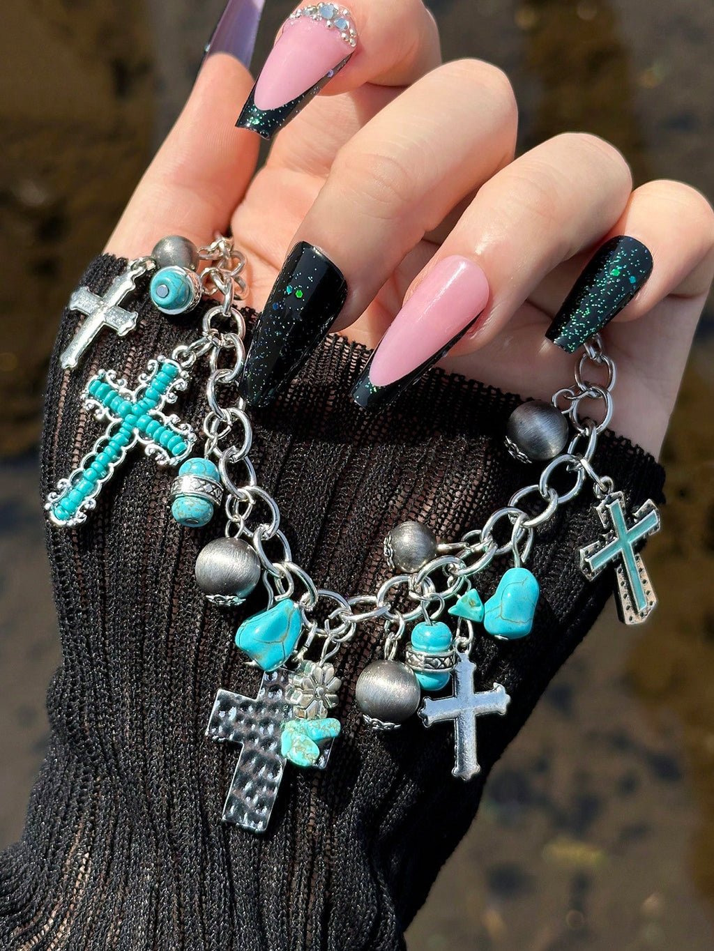 Turquoise Cross Bracelet