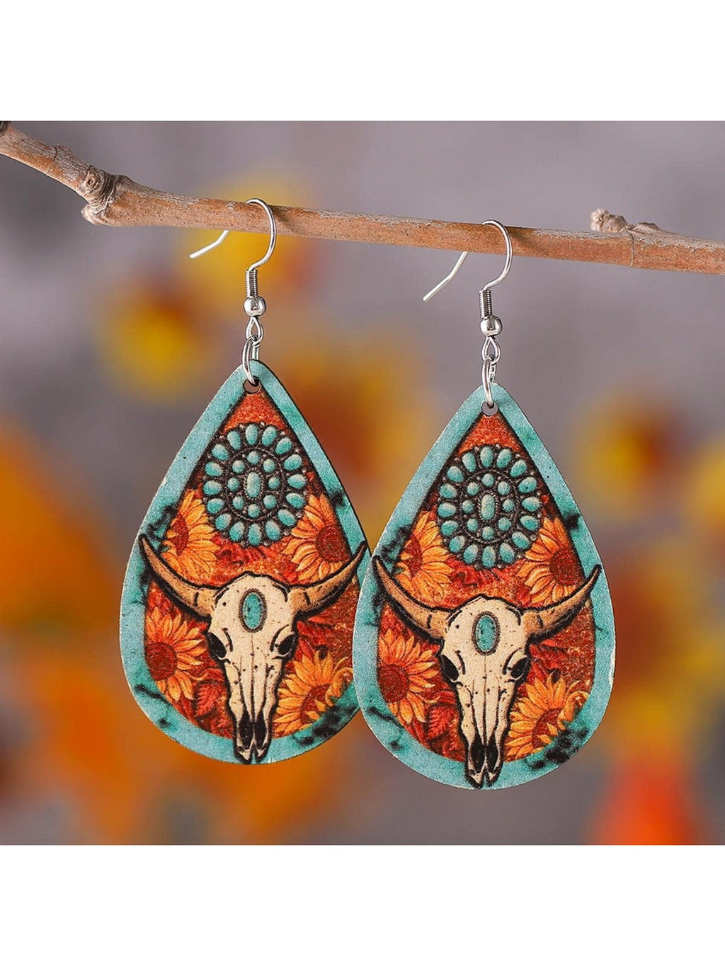 Wooden Longhorn Earrings