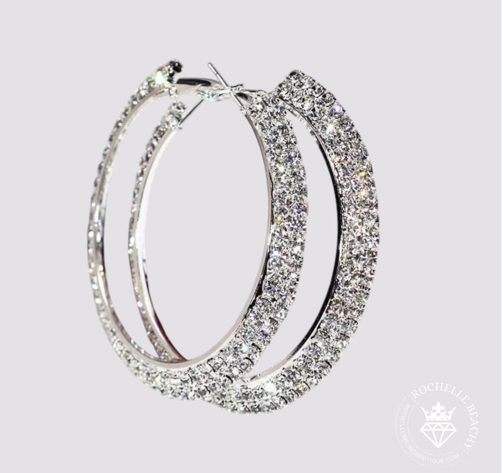 Luminous Glow 4cm Hoop Earrings in Silver