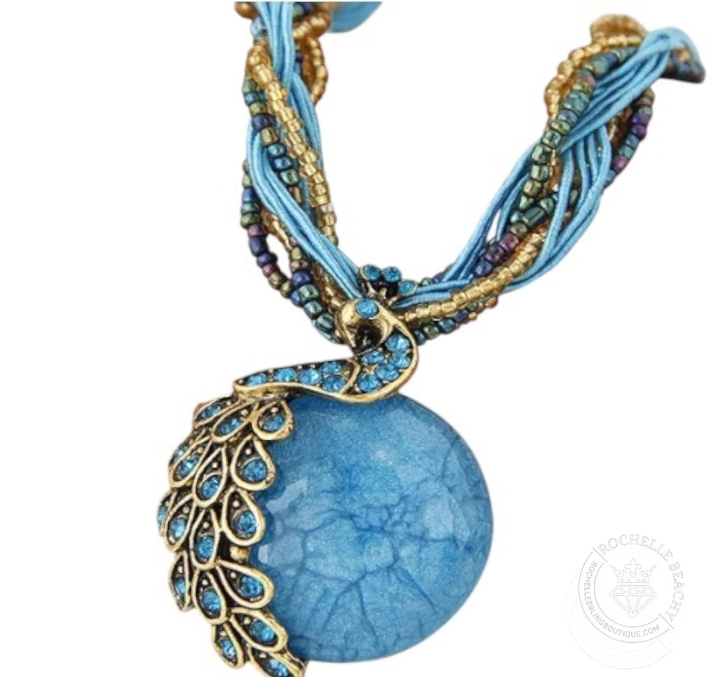 Bohemian Grace Necklace in Light Blue