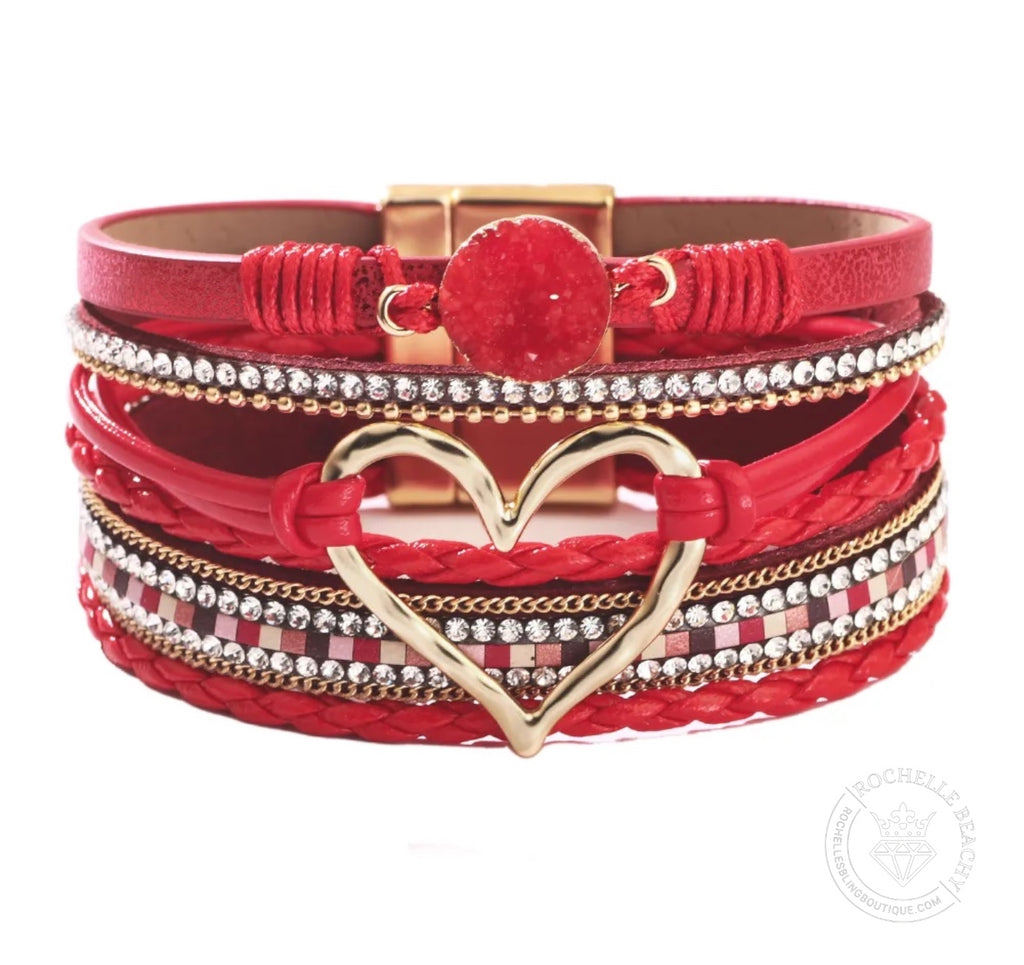 On The Edge Of Love Bracelet in Red