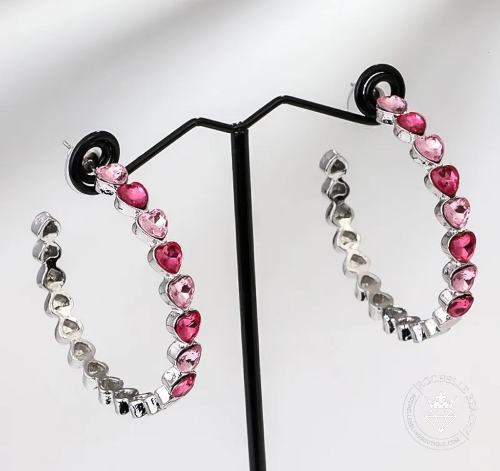 Eternal Love Hoop Earrings in Pink