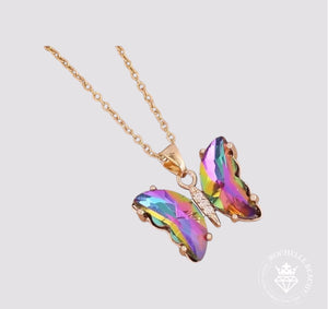 Glass Wings Necklace In Multi