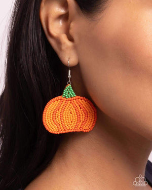 Paparazzi - Pumpkin Pizzazz - Orange Earrings