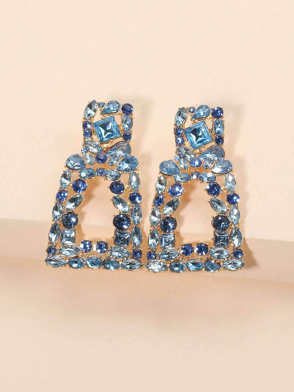 Glittering Geometry Earrings in Blue