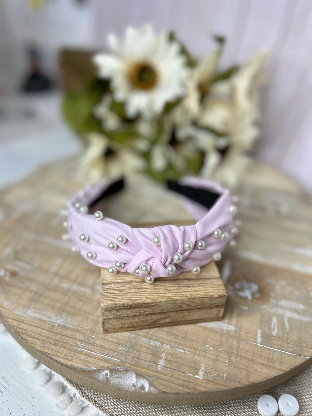 Pearl Twist Headband in Light Pink