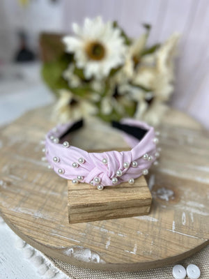 Pearl Twist Headband in Light Pink