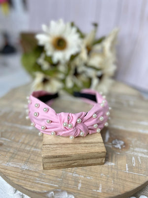 Pearl Twist Headband in Pink