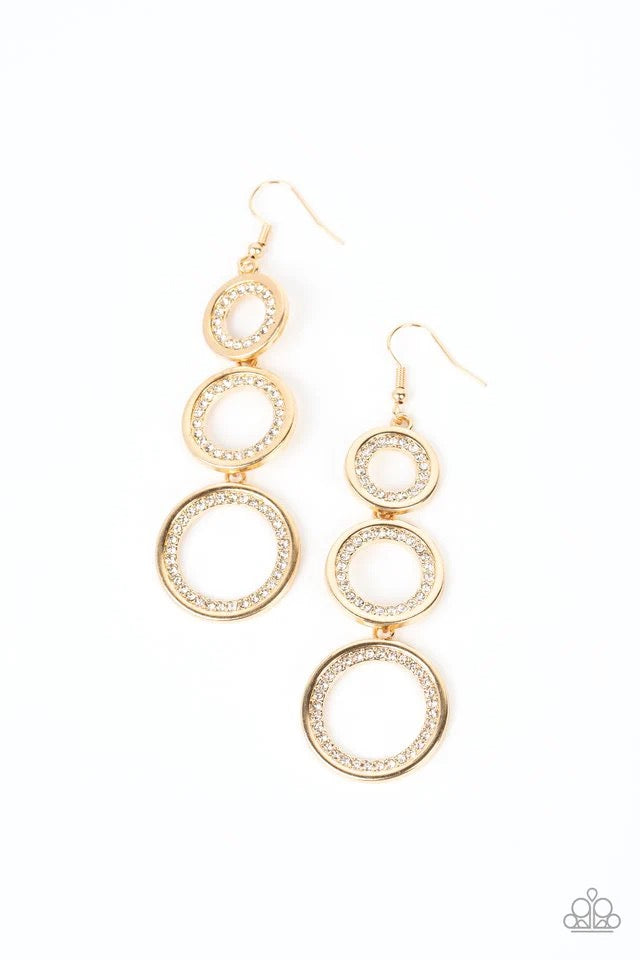 Paparazzi - Shimmering in Circles - Gold Earrings