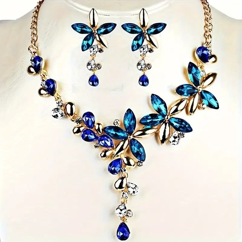 Astral Allure - Blue Necklace & Earrings Set